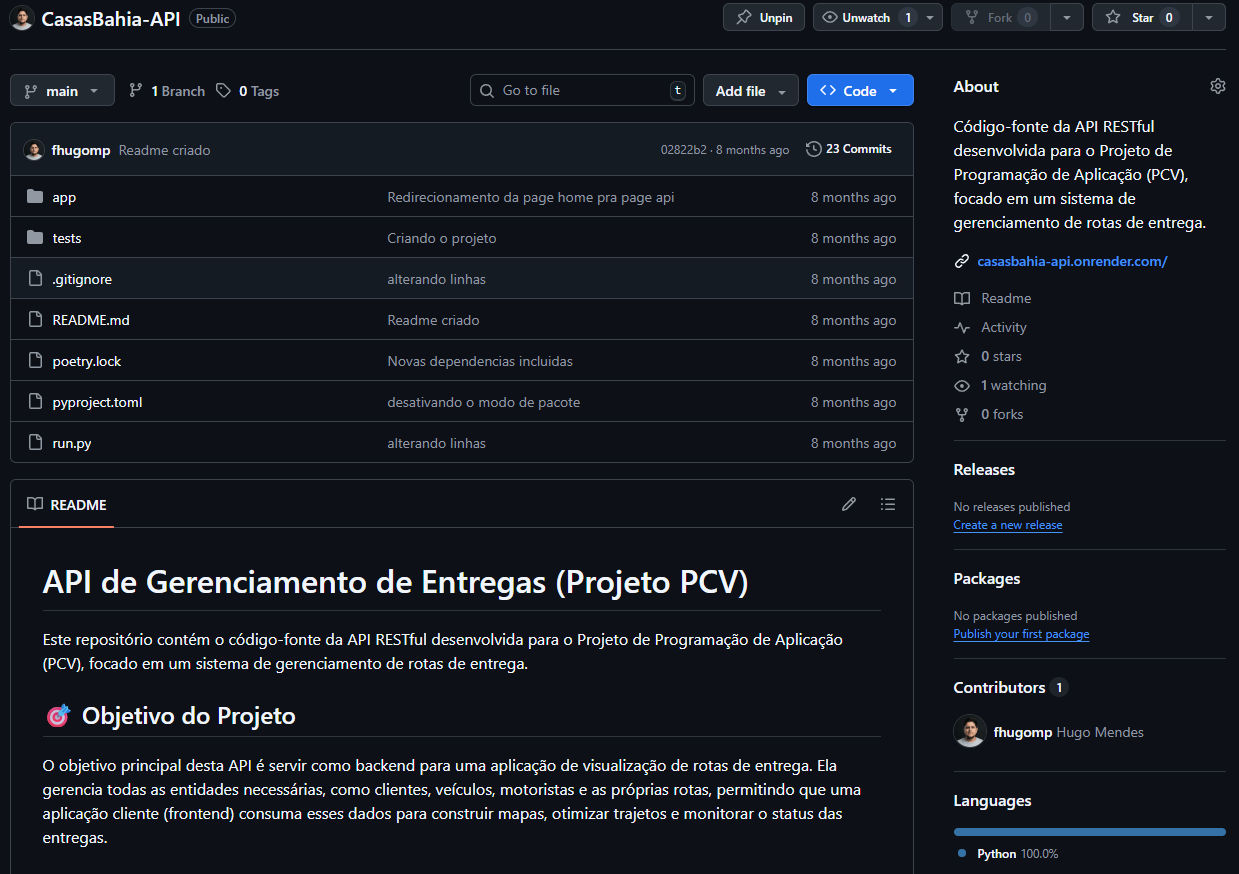Capa do Projeto API de Logística