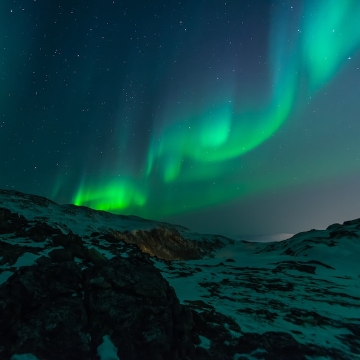 Imagem de uma aurora boreal a noite